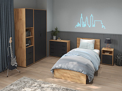 Комплект мебели для спальни Оптима ОП-108 дуб крафт золотой/графит